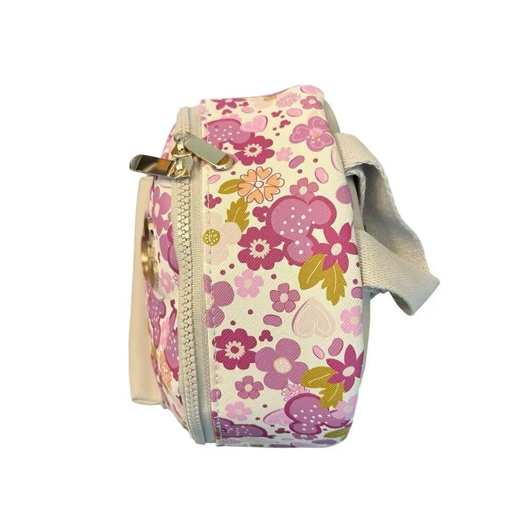 Disney Pink Floral Mini Backpack Mickey Mouse Ears Print Hearts Bioworld NWT - Picture 5 of 7